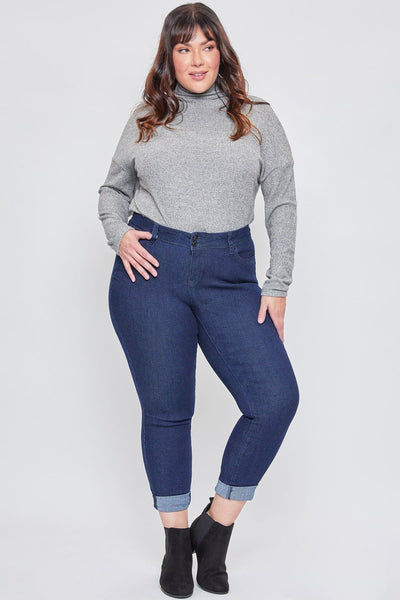 Women's Plus Size WannaBettaButt Rolled Cuff Ankle Jeans