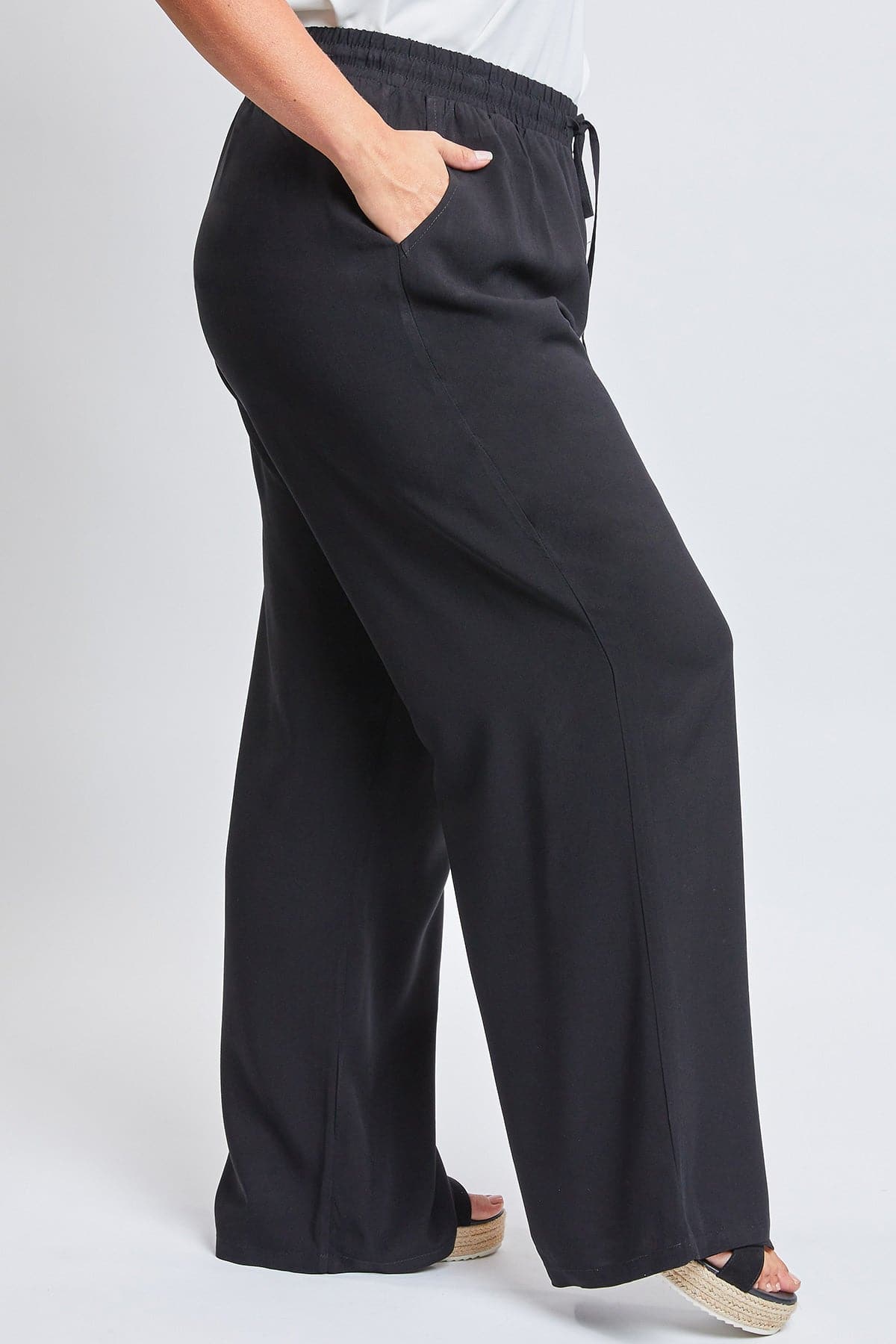 Women's Plus Size High Rise Drawstring Straight Pants