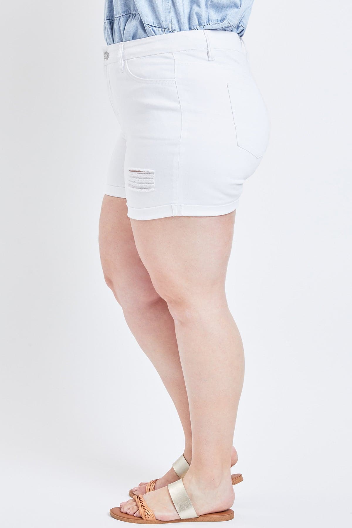 Women's Plus Size Curvy Fit High Rise Cuffed Shorts